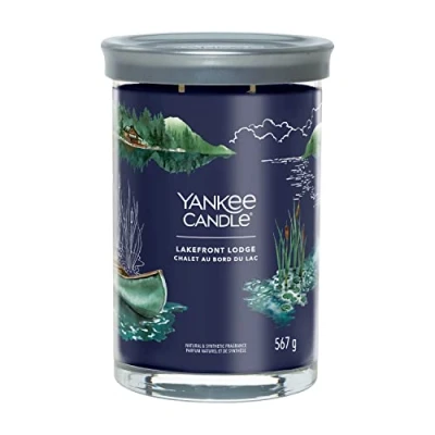 Image de Yankee Candle Signature Grande Bougie parfumée Lakefront Lodge avec double mèche en cire de soja à combustion longue Cadeau parfait pour femme