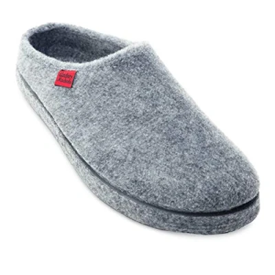 Image de Andrés Machado Chaussons pour homme et femme l&#039;hiver Slippers AM001 Tissu doublure en feutre Pantoufles unisex Semelle de marche caoutchouc Gris, EU 38