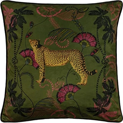 Image de Paoletti Housse de Coussin Tropica Cheetah, Polyester, Kaki, 45 x 45cm