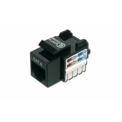 Image de DIGITUS Module Keystone Cat 6 Non blindé Connecteur RJ45 250 MHz 1GBase T AWG 26 22 Montage sans outil Noir