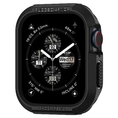 Image de Coque Apple Watch 40 mm: Spigen Rugged Armor montre connectee Antichoc silicone,Coque,Intercalaire Noir Silicones Et TPU (doux)