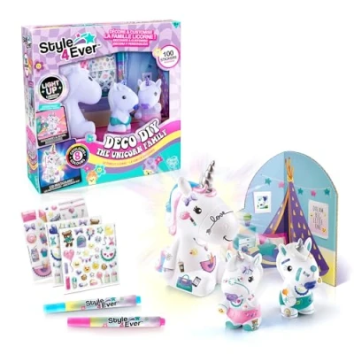 Image de Canal Toys Style 4 Ever La Famille Licorne, Figurines Maman licorne et deux bébés à décorer, Deco DIY avec décors accessoires dès 6 ans OFG 287, Taille unique