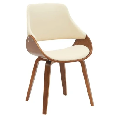 Image de CLP Chaise de Salle à Manger Vangale I Cuisine avec Structure en Bois courbé rembourrée Dossier, Couleur:Noyer/crème, Matériel:Similicuir