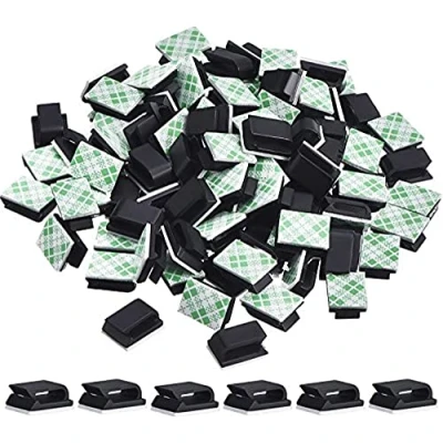 Image de 100 Pièces Clips de Câble Adhésif Fils Gestion des Câbles Serre Support Cordon Fil, Blanc