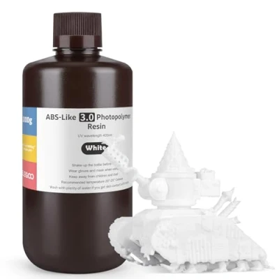Image de ELEGOO Résine ABS Like 3.0 pour Impression 3D Imprimante LCD MSLA DLP UV 405nm Photopolymère, Haute Précision, Résistance et Ténacité Améliorées, Blanc 1000G