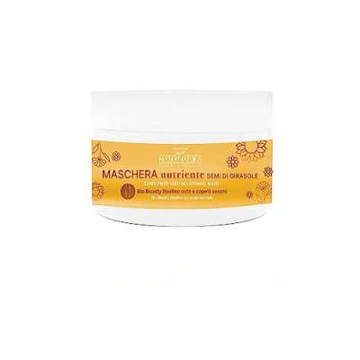 Image de Maternatura, Masque Capillaire Nutritif Cheveux Secs aux Graines de Tournesol, Traitement Hydratant Endommagés, Routine Beauté Bio pour Chevelu et les Secs, Made in Italy 200 ml
