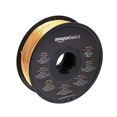 Image de Amazon Basics Filament PLA Soie pour imprimante 3D 1.75 mm, Doré (effet soie) 1 kg