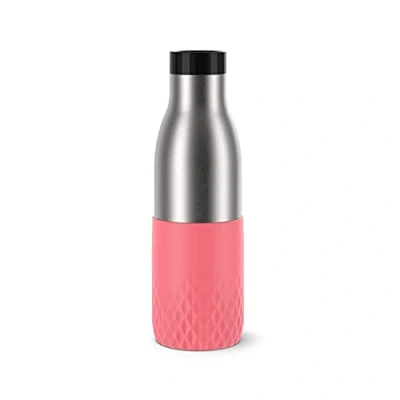 Image de EMSA Bludrop Sleeve gourde 0,5 L Corail, Durable, Acier inoxydable 18/10, Hermétique, Manchette silicone ergonomique, Facile à utiliser, Boissons chaudes et froides, Compatible lave vaisselle N3110800