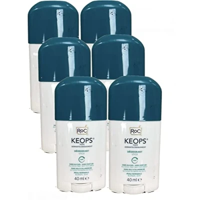 Image de RoC Keops Déodorant Stick Sans parfum alcool Réduit la transpiration excessive Lot de 6 x 40 ml