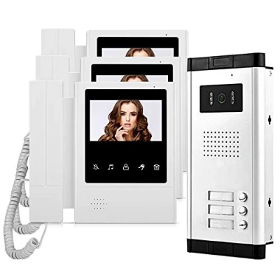 Image de HFeng 4.3 &#039;&#039; Kit interphone vidéo couleur pour 3 moniteurs + 700TVL Caméra de vision nocturne COMS IR appartements/familles