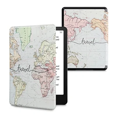 Image de kwmobile Etui Compatible avec Kindle Paperwhite 11e génération Étui à Rabat magnétique Tablette eReader Similicuir Sangle pour Noir Multicolore