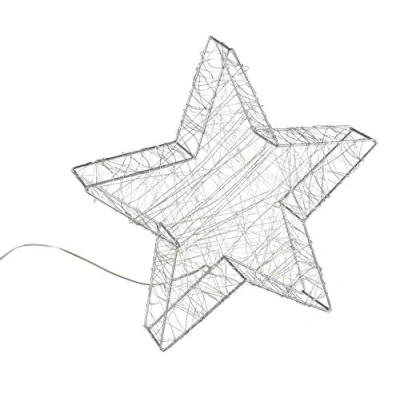 Image de Idena 30470 Étoile lumineuse de décoration à LED en métal, avec 120 blanc chaud, fonction minuterie 6 heures, fonctionne sur piles, intérieur et extérieur, pour Noël comme