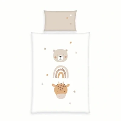 Image de Herding babybest Parure de Lit Little Friends, Taie d&#039;oreiller 40 x 60 cm Avec rabat, housse couette 100 135 cm, fermeture éclair, 100% coton/renforcé