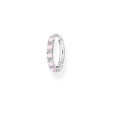 Image de THOMAS SABO Boucles d&#039;oreilles créoles simples pour femme en argent sterling 925 15 mm avec pierres roses CR664 166 7