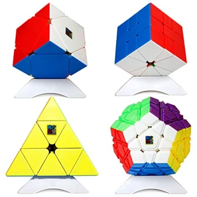 Image de OJIN MoYu MOFANGJIAOSHI Cubing Classroom MFJS Meilong Series Cube Bundle Megaminx &amp; Skewb Square 1 Pyramid Bright avec Emballage Cadeau + Quatre trépieds (Autocollant)