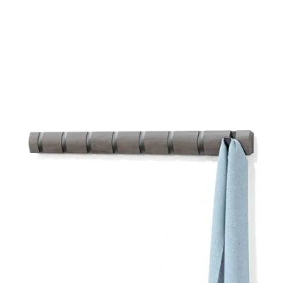 Image de Umbra Patères de garde robe Barre porte manteau moderne, simple et peu encombrante avec 8 crochets mobiles pour vestes, manteaux, écharpes, sacs à main plus encore, Grey/Pewter,