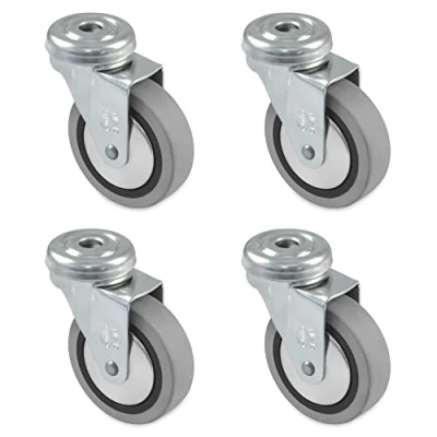 Image de Amig Lot de 4 Roues pour Meubles Mod. 2504, avec Trou et roulements, Dimensions : 30 mm, Charge maximale par Roue 15 kg, en Caoutchouc, Gris, sans Frein