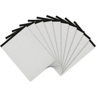 Image de Landre 100050283 Lot de 10 Bloc notes 50 pages sans couverture Format A4 Papier recyclé, perforé et quadrillé 60 g/m² Recycling page DIN feuilles à carreaux