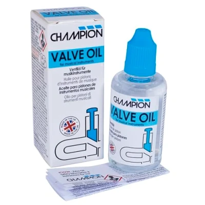 Image de Champion Huile de Valve Pour Cornet, Trompette, Bugle, Cor Ténor, Trombone, Baryton. Lubrification des Valves et Rotors Instruments Musique en Laiton. Fabriqué au Royaume uni 50ml