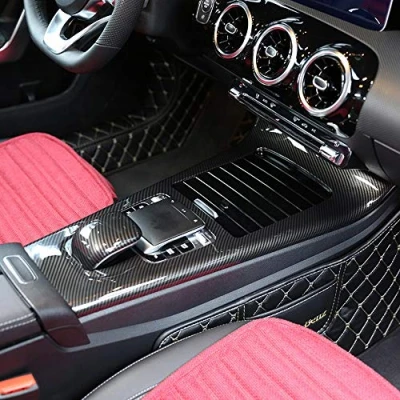 Image de DIYUCAR Cadre de protection en ABS style fibre carbone pour console centrale voiture Benz Classe A W177 2019 Accessoires