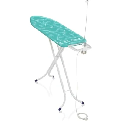 Image de Leifheit table à repasser Air Board M Compact Plus, de repassage 120 x 38 cm avec housse Thermo Reflect, planche ajustable repose fer, guide fil et prise électrique