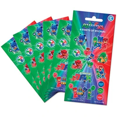 Image de Paper Projects PJ Masks Lot de 6 Feuilles d&#039;autocollants pour Sac fête, 01.70.15.039, Multicolore, 12.5cm x 7.5cm