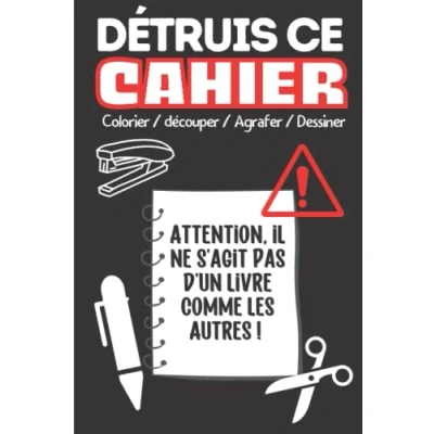 Image de ⭐⭐ DETRUIS CE carnet ⭐⭐: un à abimer , colorier dessiner agrafer détruire saccager coller bref pour t’amuser ! Complète les défis ... Cadeau original Noel ou anniversaire