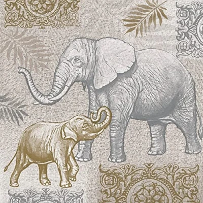Image de Lot de 20 serviettes en forme d&#039;éléphants doré/argenté Animaux Afrique Inde Décoration table 33 x cm