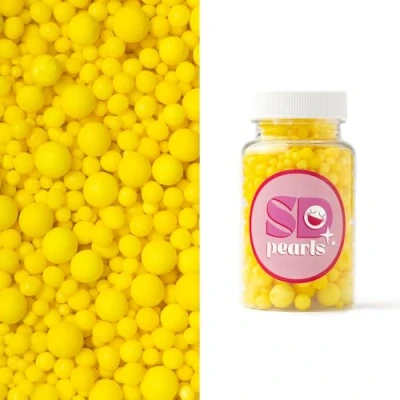 Image de SD PearlsPerles de sucre 3 10 mm,pour gâteaux,cupcakes,biscuits.Idéal pour mariages,anniversaires,fêtes et baptêmes (Perles jaune, 3,4,5,7,10 mm, 100g)
