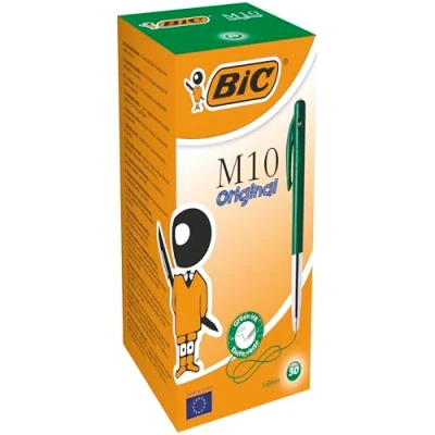 Image de BIC M10 Original Stylos Bille Rétractables Pointe Moyenne (1,0 mm) Vert, Boîte de 50