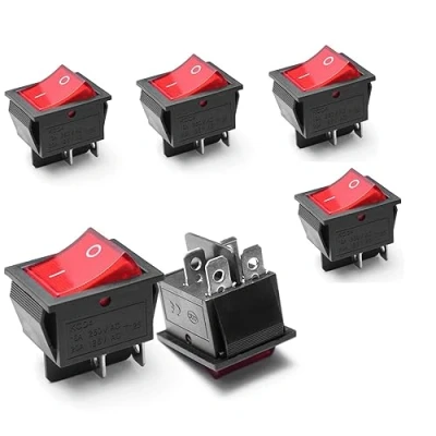 Image de Switian 6 Pcs Lumière On/Off DPST bateau Interrupteur à bascule 16A/250 V/20A 125 V AC 4 Broches Rouge