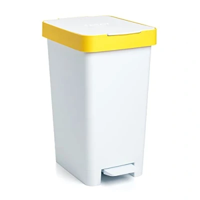 Image de Tatay Poubelle de Cuisine Smart, Capacité 25L, Pédale Rétractable, Polypropylène, Sans BPA, Sac 30L. Jaune. Dimension 26 x 36 47cm