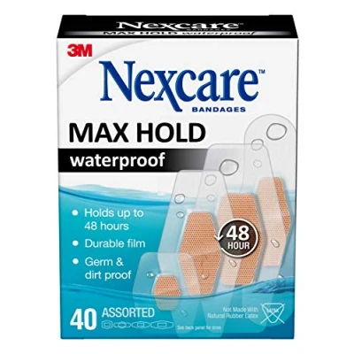 Image de Nexcare Bandages imperméables Max Hold: Assorted 40 count (Clair) / compter