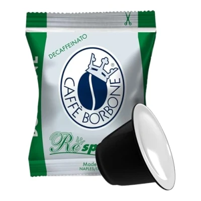 Image de Caffè Borbone Respresso, Mélange vert Dek décaféiné 400 gélules Compatible avec les machines domestiques Nespresso®* (4 boîtes de 100)