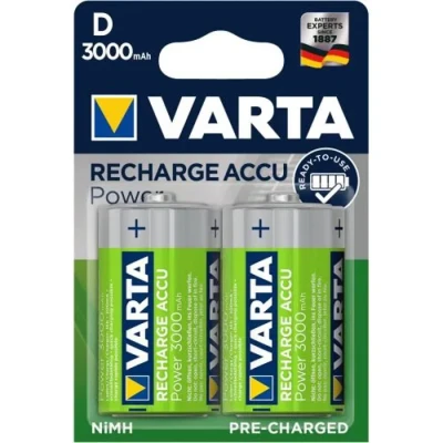 Image de VARTA Piles rechargeables D Mono, lot de 2, Recharge Accu Power, 3000 mAh Ni MH, sans effet mémoire, préchargées, prêtes à l&#039;emploi