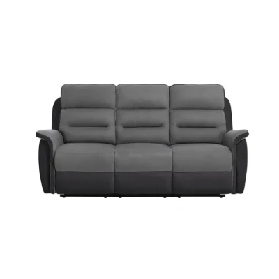 Image de LOUNGITUDE Canapé de Relaxation Manuel 3 Places en Simili et Microfibre Noir/Gris