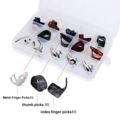 Image de Mediator De Pouce,Finger Pick,Mediatoru Pouce,Puae Guitarra Puar,Plectre Pouce Metal,Let Guitare,Plectre Pouce,Guitare Doigt Prics Picoigts eurs Ensemble 15Pcs Bbricolage Index Pr