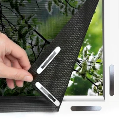 Image de EASYmaxx Insect Protect Moustiquaire de fenêtre découpable pour jusqu&#039;à 110 x 130 cm magnétique avec grille protection contre le pollen
