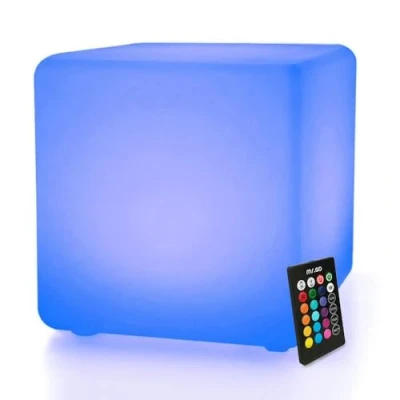 Image de MR.GO 40cm Étanche Cube Lumineux LED Tabouret Siège pour Extérieur et Intérieur avec Télécommande, 16 Couleurs, Changeant de Couleur Veilleuse Lumière Décorative Maison Fête Piscine