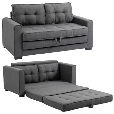 Image de HOMCOM Canapé Convertible 2 Places Dossier rembourré 147,5 x 75 85 cm Gris