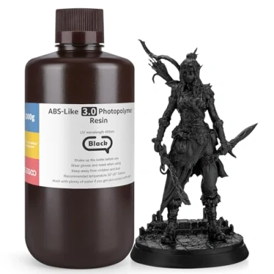 Image de ELEGOO Résine ABS Like 3.0 pour Impression 3D Imprimante LCD MSLA DLP UV 405nm Photopolymère, Haute Précision, Résistance et Ténacité Améliorées, Noir 1000G
