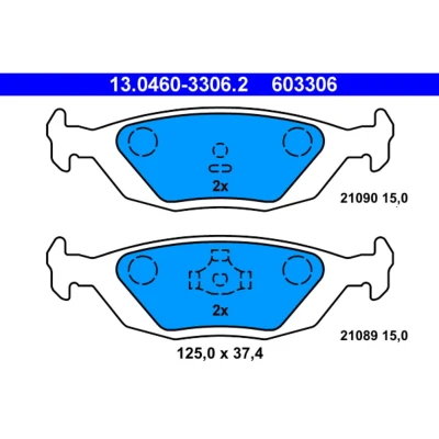 Image de ATE 13.0460 3306.2 Jeu de plaquettes frein non préparé pour indicateur d&#039;usure, contact signal d&#039;usure exclu VOLVO: 480 E, 440 K, 460 L