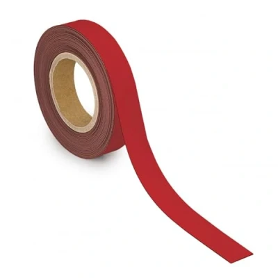 Image de MAUL Bande de marquage 30mm x 1mm inscriptible avec dos magnétique Utilisable dans le bureau, l&#039;atelier, l&#039;entrepôt et la cuisine Découpable individuellement Longueur 10m Rouge