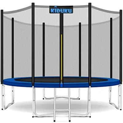 Image de KIDUKU® Trampoline Ø 305 cm Kit Complet avec Filet de sécurité, échelle, Housse Bord, ancrage au Sol et Accessoires Jardin pour Enfants Charge maximale 150 kg