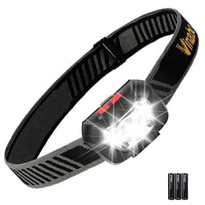 Image de Vinabo Lampe Frontale, 6 Modes, Ultra Puissante d&#039;Eclairage 30 Réglable, 500 LM Torche LED pour Lecture, Cyclisme, Course, 3 Piles AAA Inclus