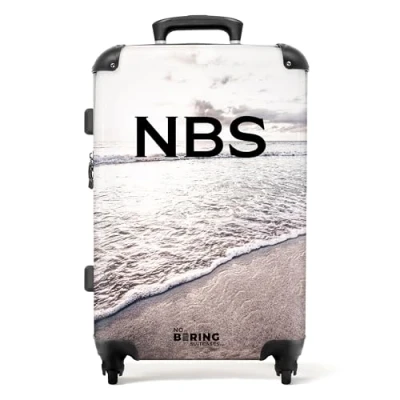 Image de NoBoringSuitcases.com Valises, Valise Personnalisable, Soute, Grande Valise, Serrure TSA, Soute 23kg, Rigide, Grande, Taille (67cm 72L), (Océan Gris)