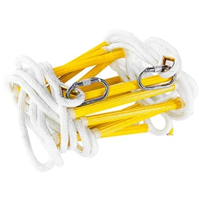 Image de ISOP Échelle de Corde D&#039;évacuation d&#039;urgence Échelles Sécurité Résistantes à la Flamme 7.5 m (25 pi 3 étages) avec Mosquetones Capacité Charge jusqu&#039;à 900 kg