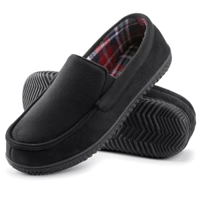 Image de RockDove Alexander Chaussons mocassins doublés en flanelle pour homme, Noir , 42 1/3 EU