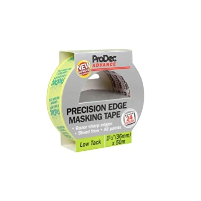 Image de ProDec Advance Ruban de masquage Precision Edge 36 mm x 50 m multi surfaces peu collant pour lignes nettes sans coulure peinture intérieures compatible avec toutes les peintures