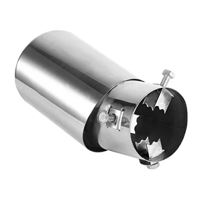 Image de Keenso 1 Silencieux d&#039;échappement Rond Universel en Acier Inoxydable chromé pour Voiture Sortie De Pot Coude Echappement